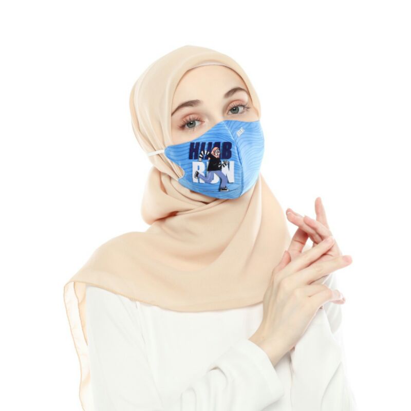 Masker duckbill Overlimit Hijab Run masker Kain Pria Wanita Cowok Cewek Tali Karet Elastis 3 PLY