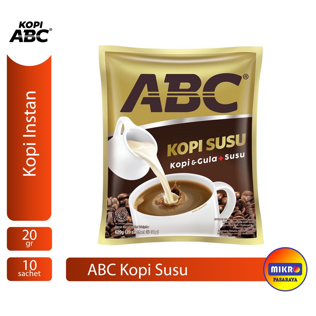 

ABC Kopi Susu Instant Kopi Gula Susu [31 gr/ 10 sachet]