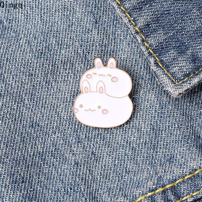 Bros Pin Enamel Bentuk Kartun Hewan Kelinci Gemuk Untuk Hadiah Anak