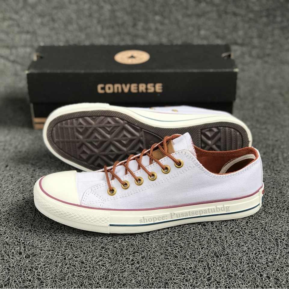 (BAYAR DITEMPAT) Converse Premium Tali Tan Low White