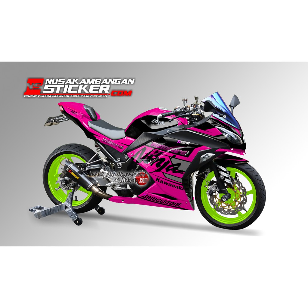 Decal Stiker Motor Ninja 250 fi Full Body Racing Team Pink Grafis Sticker Custom Variasi Karakter Or