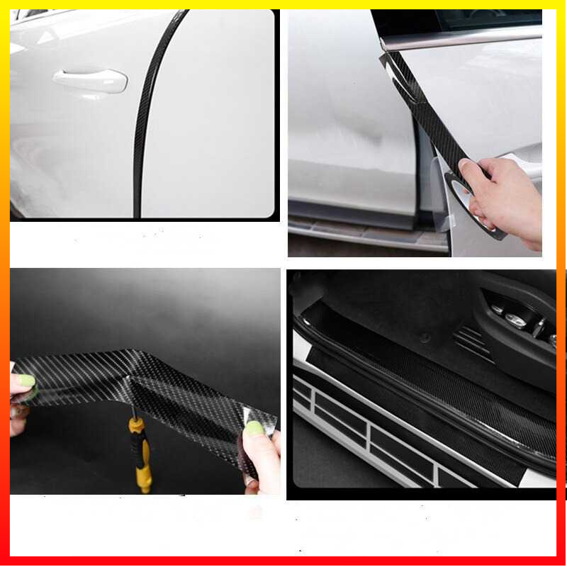 Stiker Pelindung Pintu Pijakan Kaki Handle Bumper Mobil Carbon Fiber Tape 70 mm x 3 m SEAMETAL - 7RRSHSBK