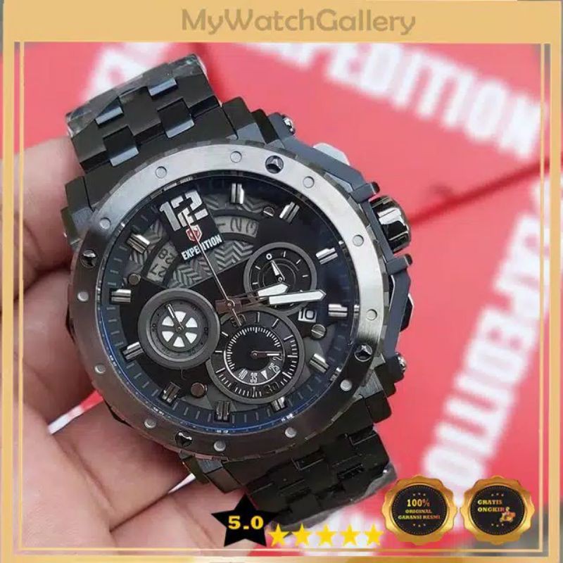jam tangan expedition pria E 6402 original dark grey blue