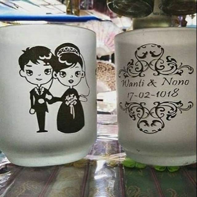 SOUVENIR GELAS GAGANG DOFF KEMASAN PLASTIK
