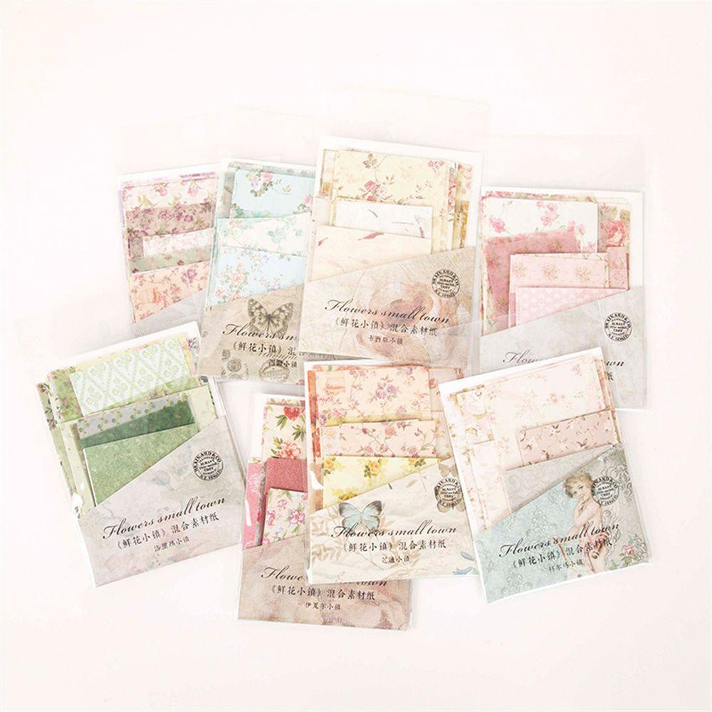 Solighter 30Sheets Bahan Paper Diary Album Scrapbooking Vintage Flower Town Series