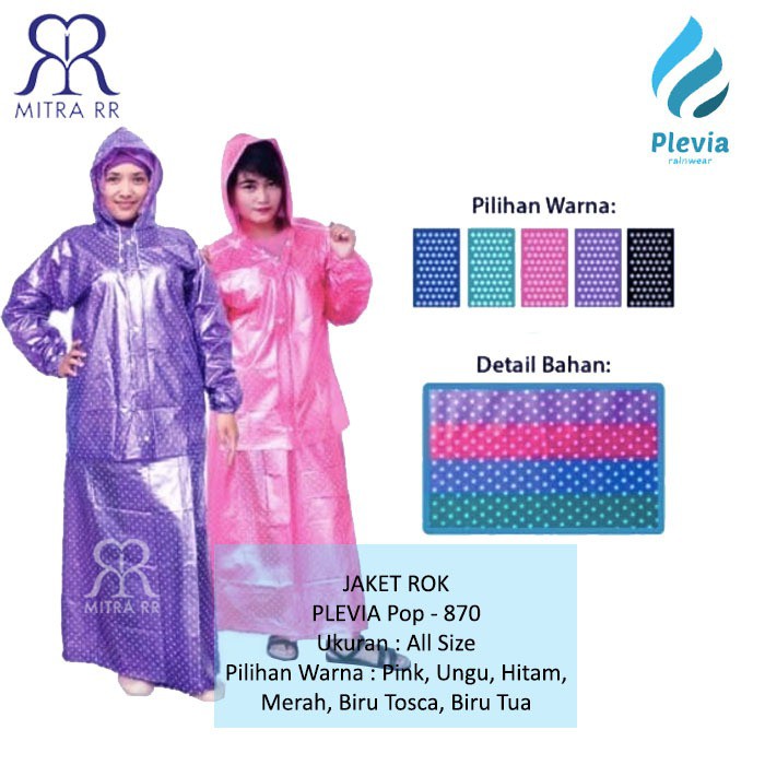 Jas Hujan Rok Plevia 870 Pop Polkadot Stelan