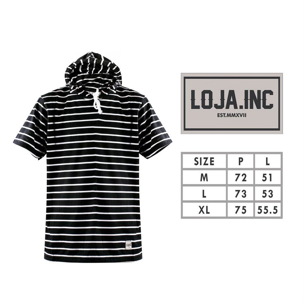 Kaos Baju Hoodie Pria Loja Inc Motif 10 - Salur Hitam