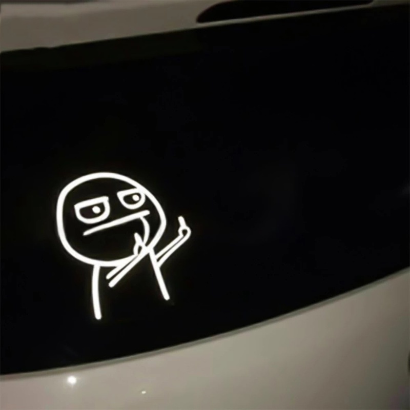 1PC Cartoon JDM Funny Two Middle Fingers Reflective Car Stickers / Auto Self-Adhesive Vinyl Stickers