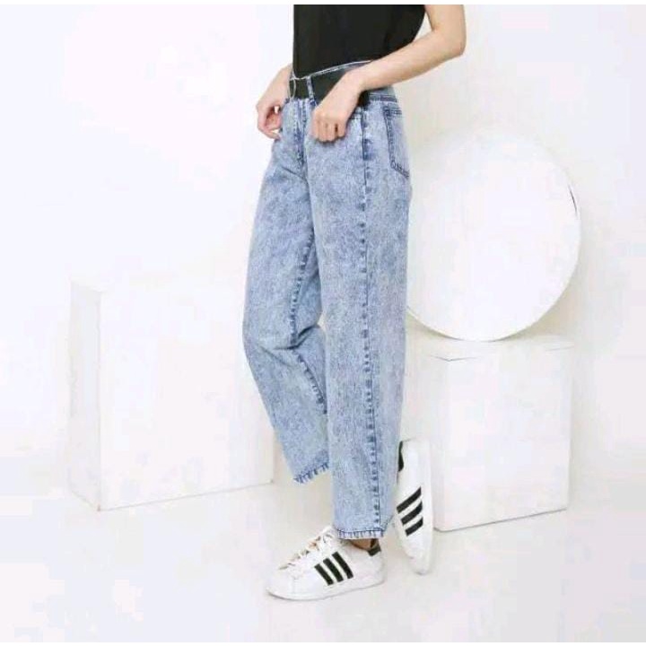 NEW!! CELANA JEANS WANITA KULOT SNOW BLUE LIPAT KEKINIAN ALA KOREA CELANA JINS HIGH WAIST KEKINIAN TIKTOP SHOP IMPORT