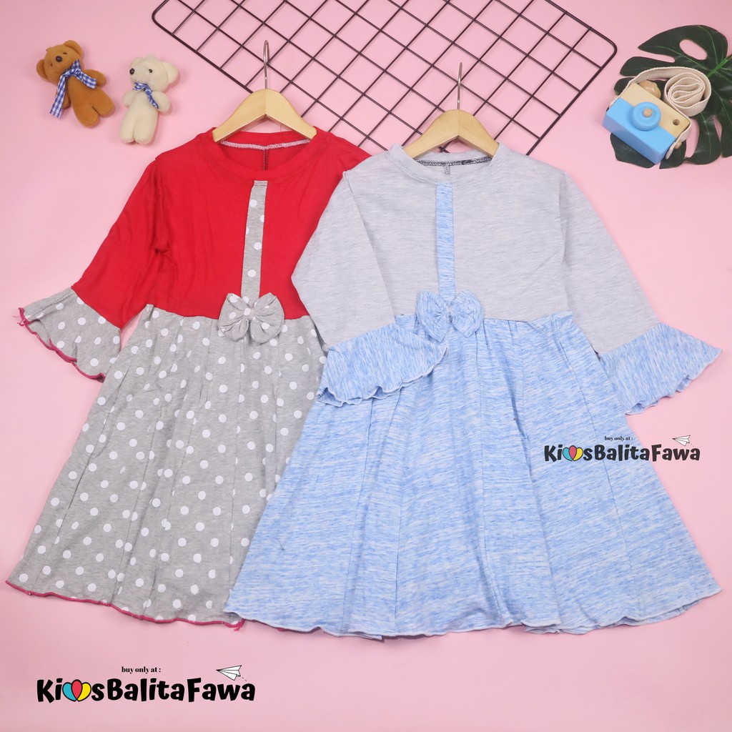 Dress Sissy 5-6 Tahun / Dress Anak Lengan Panjang 3/4 Baju Blouse Perempuan Dres Terompet Cutbray