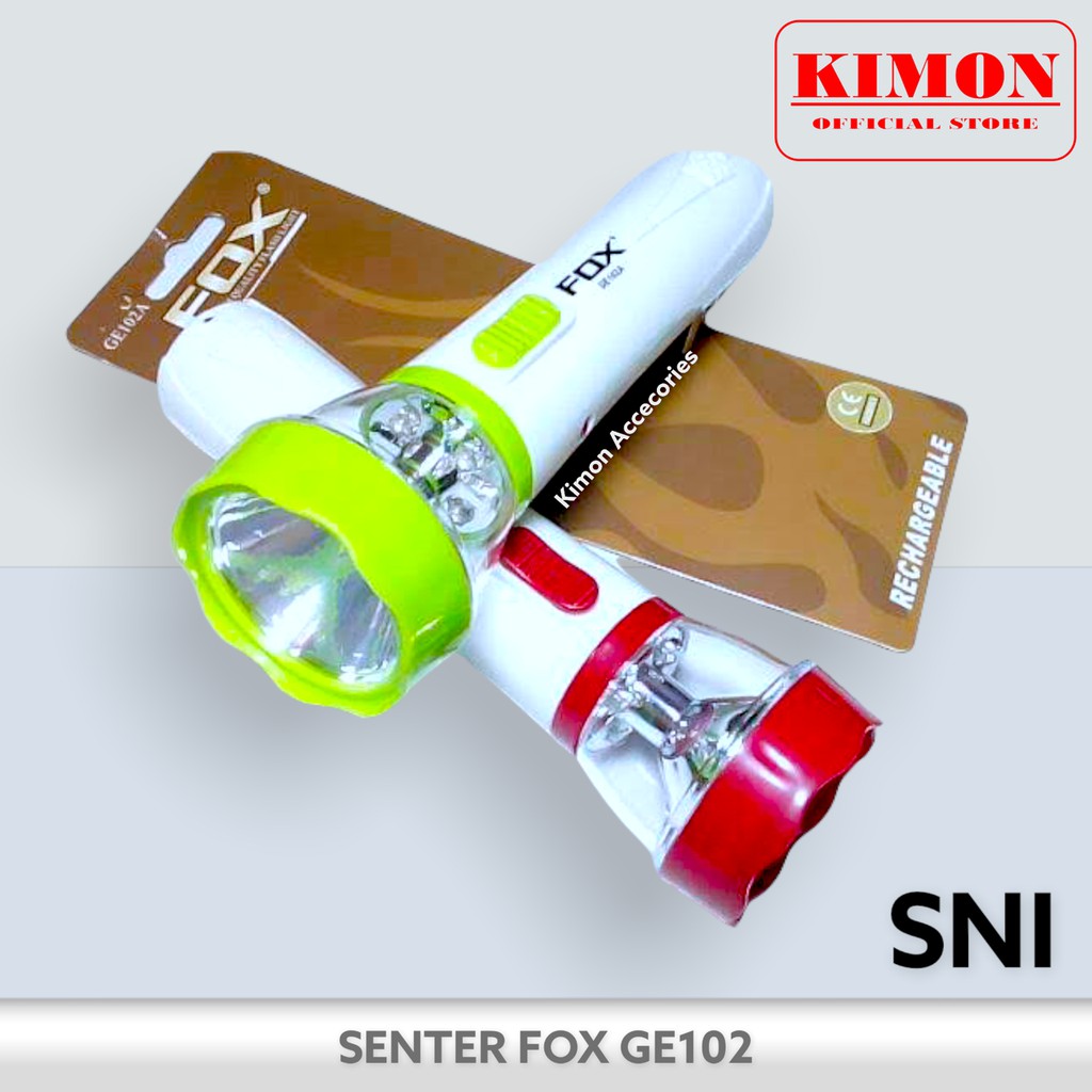 SENTER FOX GE 102 LED EMERGANCY LAMP LAMPU DARURAT BATERAI ISI ULANG RECHARGEABLE