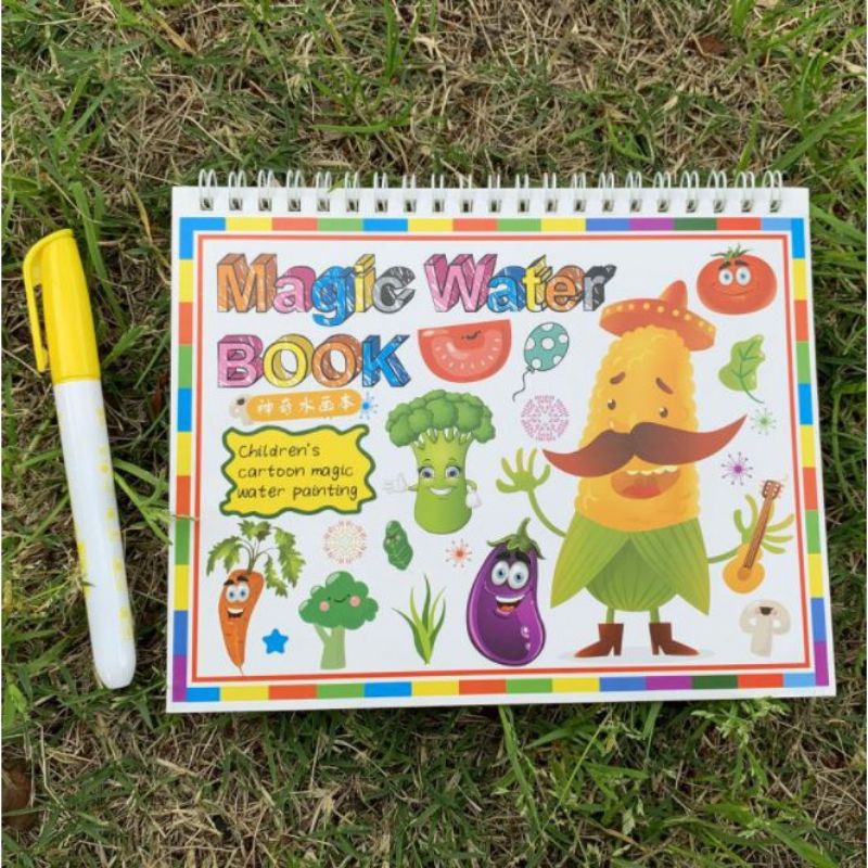 Magic Water Book Color Buku Mewarnai Menggambar Ajaib dengan Pena isi Ulang-Sayuran yang Cantik