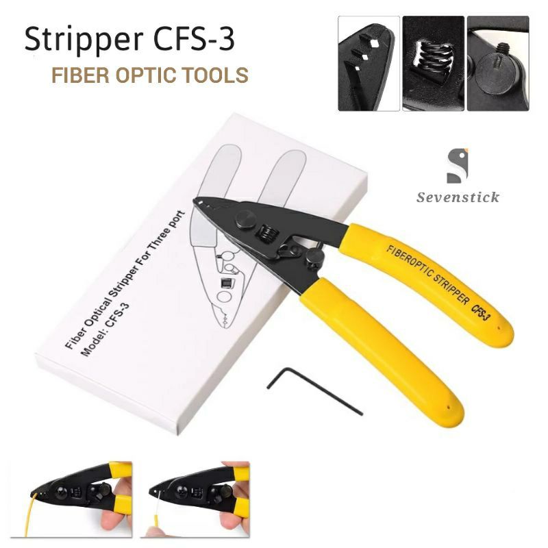 Stripper CFS 3 Hole Tang Potong Core Fiber Optic FTTH FO Striper Cutter Pliers
