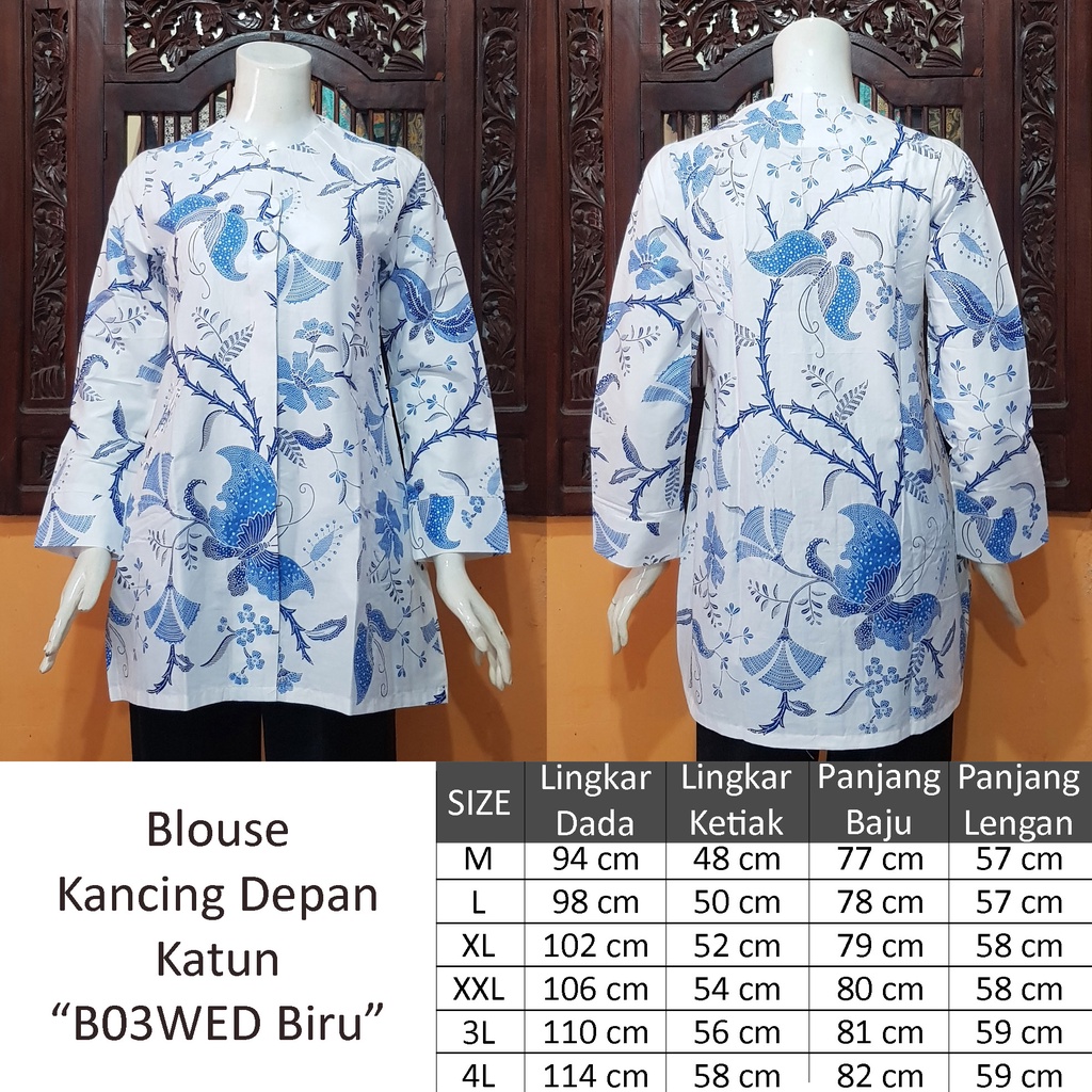 NEW Blouse ENAMOSA Atasan Kemeja Batik Wanita Blus Lengan Panjang Kancing Depan Motif Pekalongan -04-5