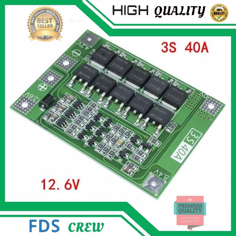 BMS 3S 4S 40A 12.6V Modul Pelindung Baterai 18650 BALANCE/ENHANCE