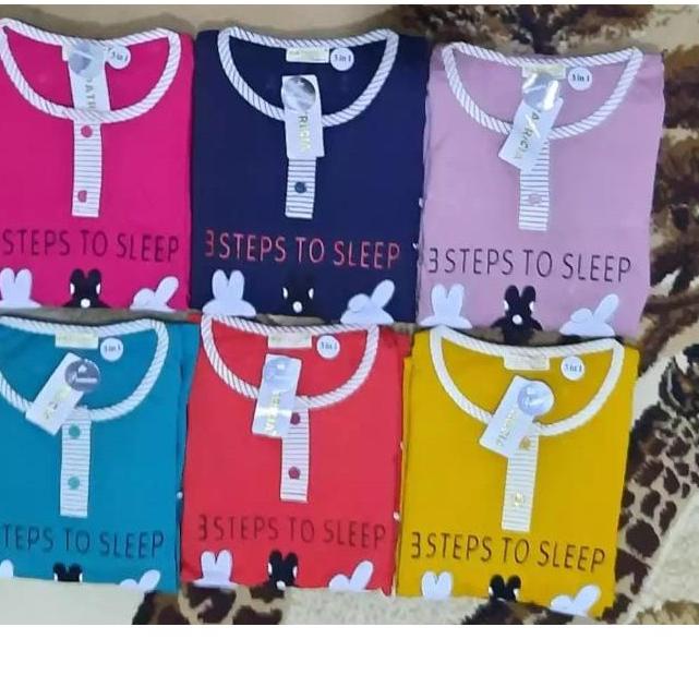 LANGSUNG ATC.. TERBARU SETELAN BAJU TIDUR 3IN1 MERK PATRICIA/TESSA WARNA TUA // BAJU TIDUR 2 CELANA