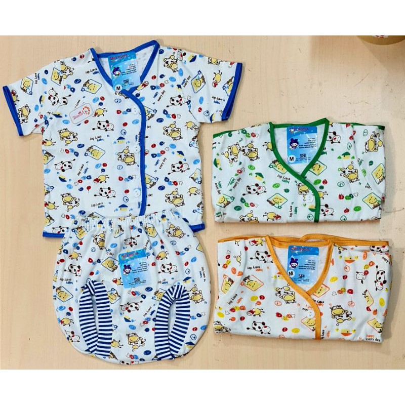 3 Pcs Setelan Pendek Baby Mocha Size M (0-6 m)