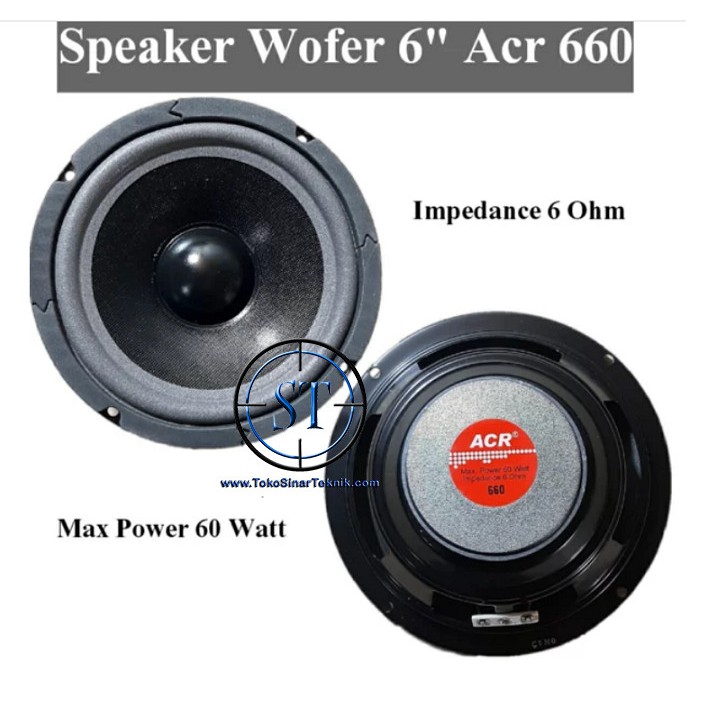 Speaker ACR 6 Inch 660 8R 60 Watt Wofer Speaker Aktif Voice 25mm