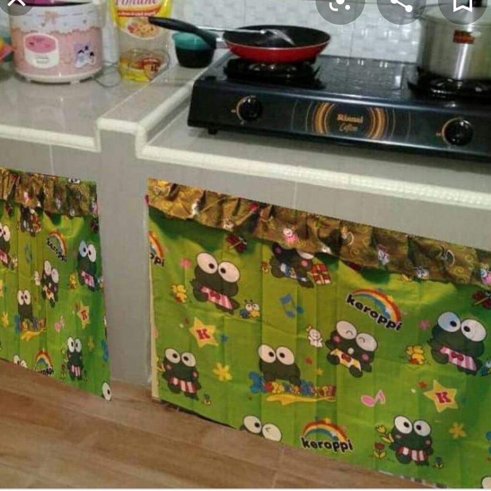 Tirai Kolong Kompor /Gorden Kolong Dapur Karakter Keropi