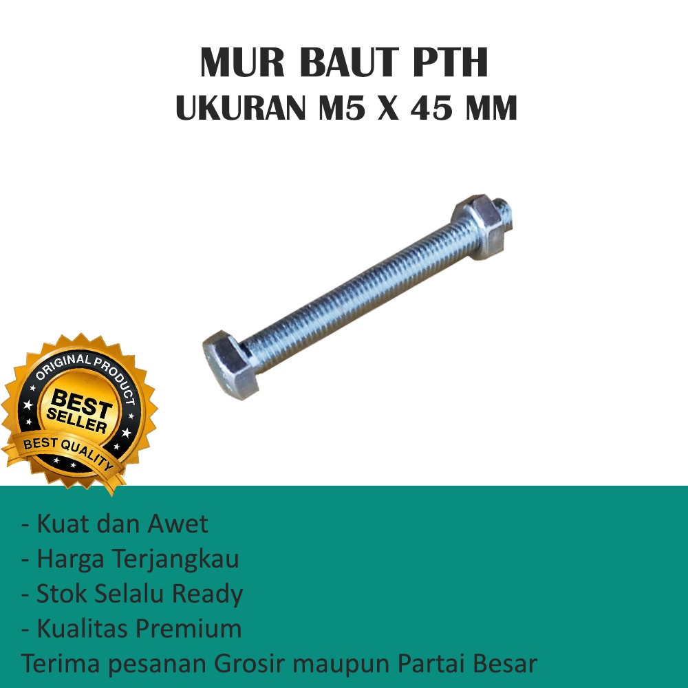 MUR BAUT UKURAN M5 X 45 MM MURAHH (HARGA PER 10 PCS)