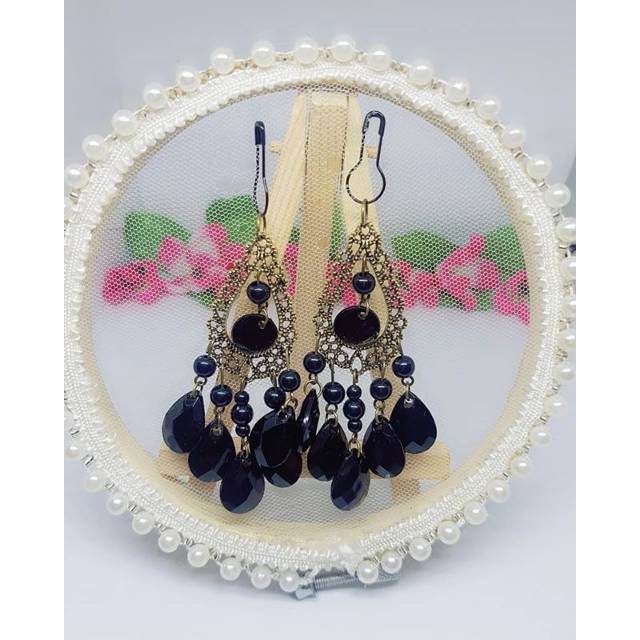 A152 Anting hijab juntai hitam