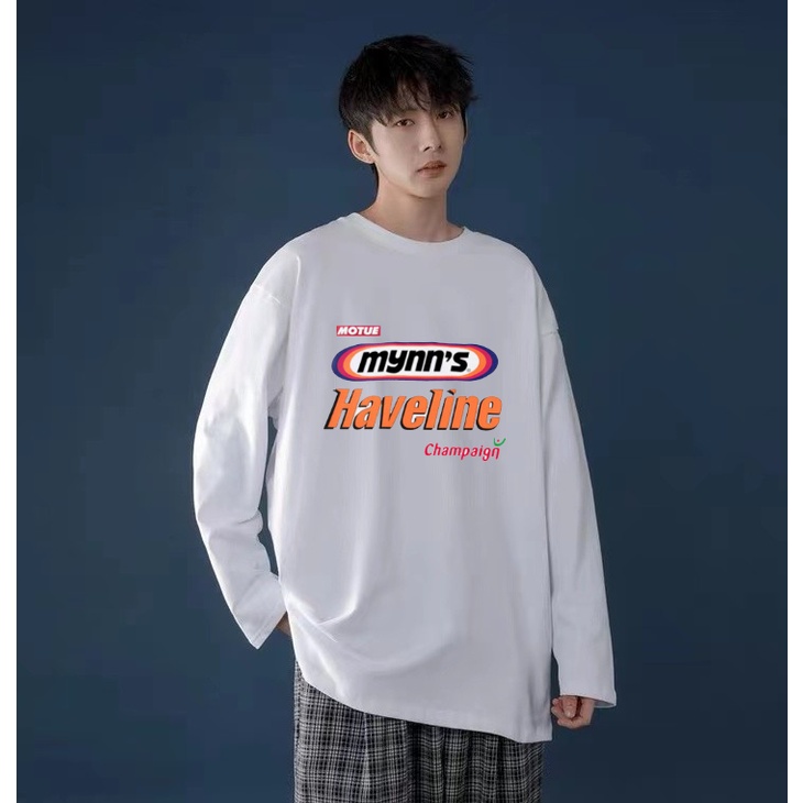 Korean kaos oversize lengan panjang kaos katun kaos polos