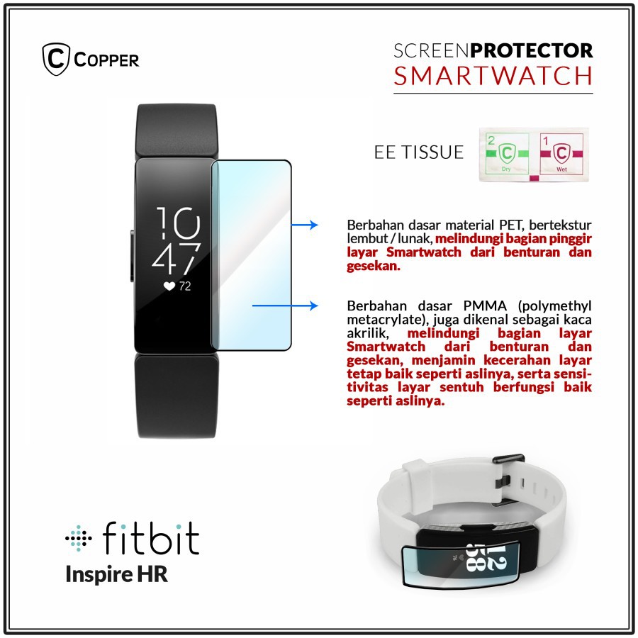 Fitbit Inspire HR - COPPER Polymer Nano PMMA