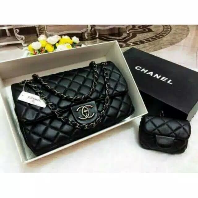 Terbaru tas wanita chanel mom & kid set dompet/tas kualitas import/tas branded