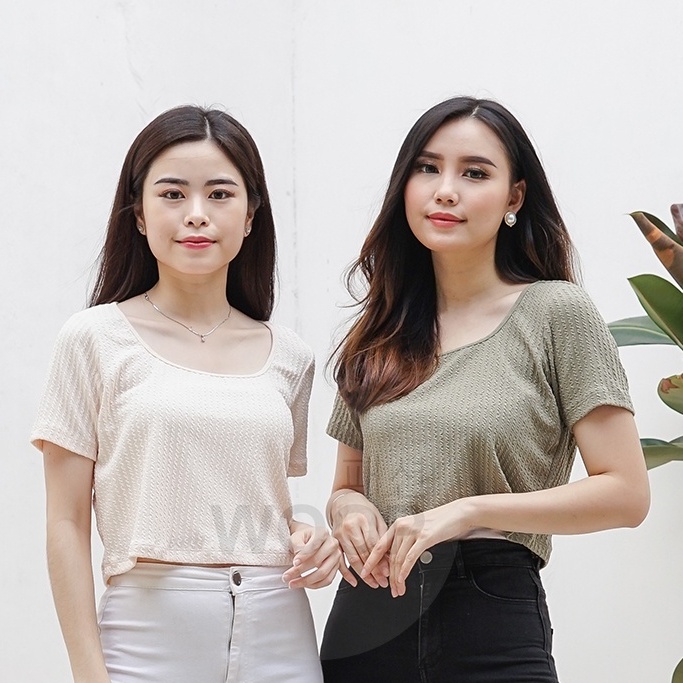 Lily square knit top - blouse atasan wanita