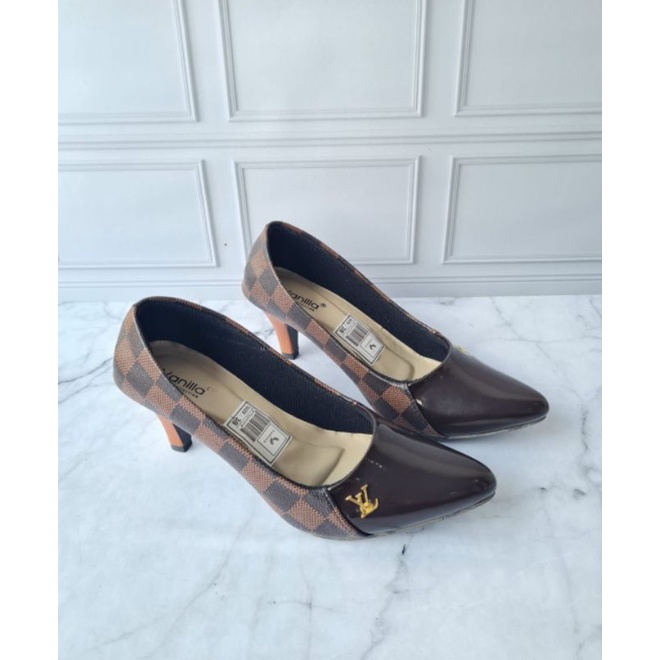 ABBUSHOES SP 50 High Heels Lancip Motif kotak imitasi