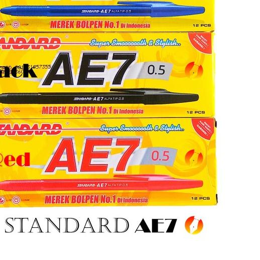 

☞ Standard AE7 0.5 mm Alfa Tip Pen / Black / Blue / Red Pulpen - Hitam ➯