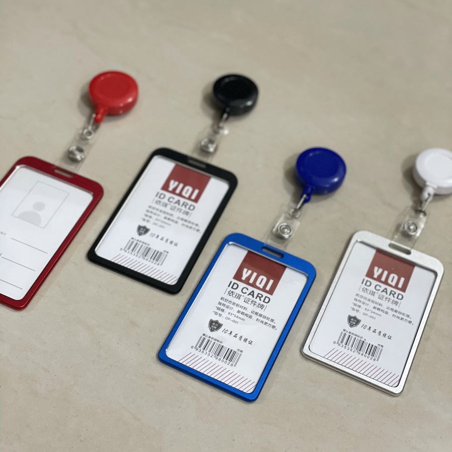 

Al Tempat Id card name tag Casing ID Card Case Alumunium Besi Dengan Yoyo 1 Set Warna