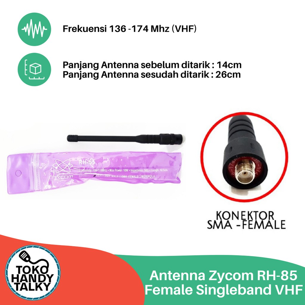 ANTENNA ZYCOM RH-85 SMA FEMALE SINGLEBAND VHF NEW