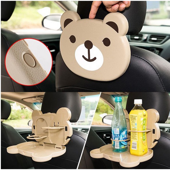 Flip Cartoon Tray Table Karakter Teddy Bear Panda Piggy Kucing Meja makan minum dalam Mobil Mobil