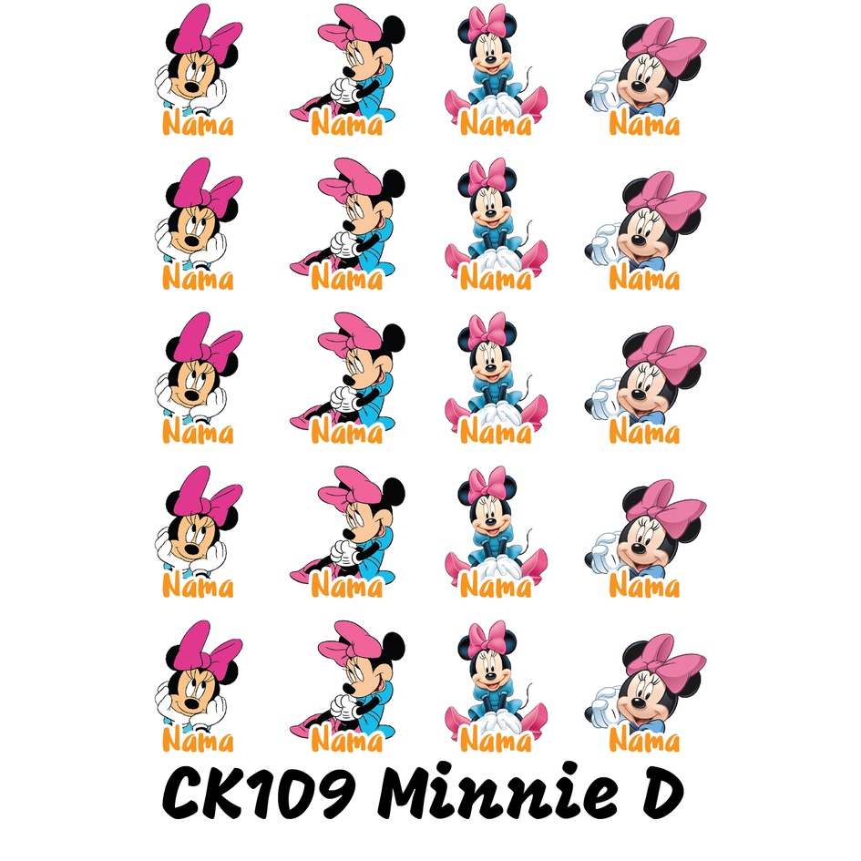 

Sticker Nama Cutting Label Waterproof Tahan Air Minnie D (CK109)