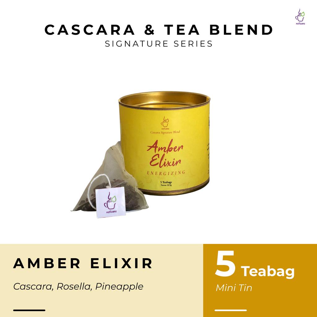 

Netisane Amber Elixir (Cascara, Rosella, Peppermint, dan Pineapple) | Netisane Cascara Signature Blend | Artisan Tea / Teh Herbal | (Isi 5 tea bags)