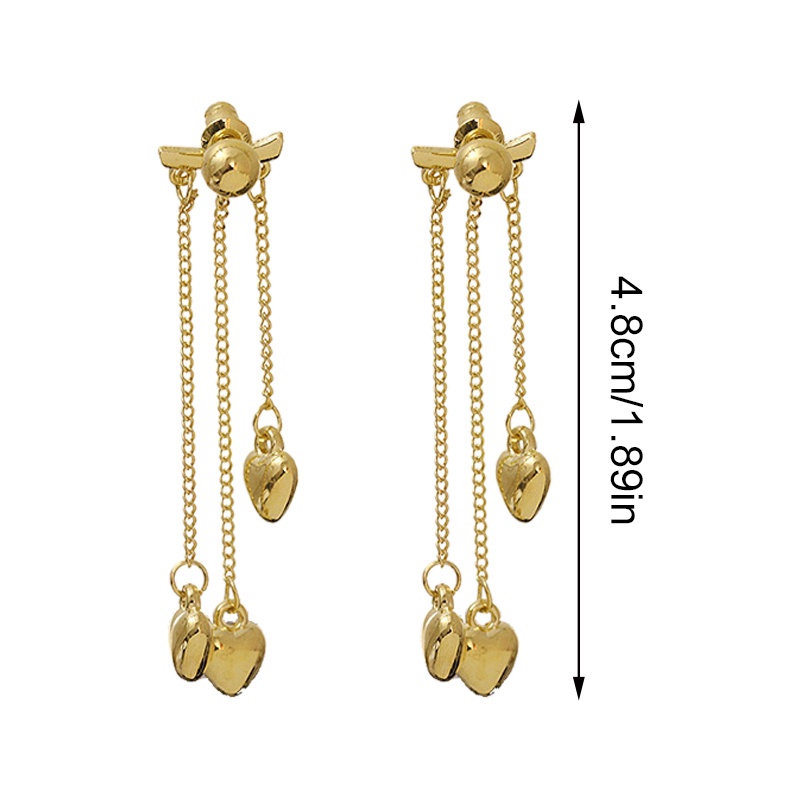 Anting Rantai Rumbai Bentuk Hati Bahan S925 Silver Needle Gaya Korea