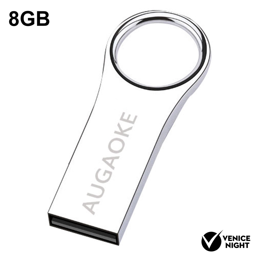 (SF) Augaoke 8 / 16 / 32 / 64 / 128GB Flash Disk USB Plug &amp; Play Bahan Metal Warna Silver Untuk Mobil