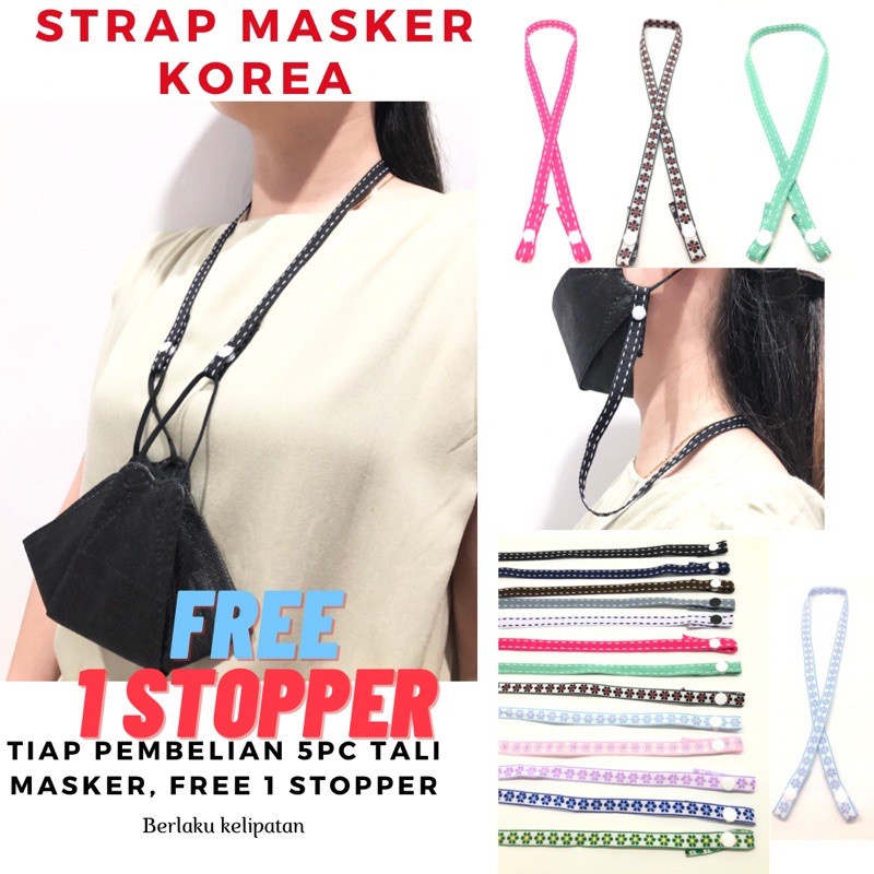 Strap Pita Masker Korea Lanyard Kalung Gantungan Konektor Gantung 2 in 1 Pengait Hijab Mask