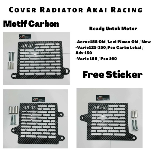 Cover Radiator Tutup Radiator Akai Racing Carbon Series Nmax,Nmax New 2020,Aerox,Lexi,Pcx,Adv,Vario 125,Vario 150,Vario 160