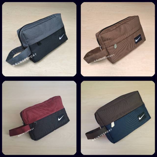 Hand Bag Sport Nike Handbag Pouch Tas Tangan Pria Wanita ABU HITAM