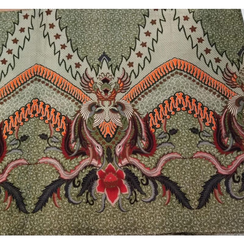Kain batik solo alusan parang merak ukel hijau