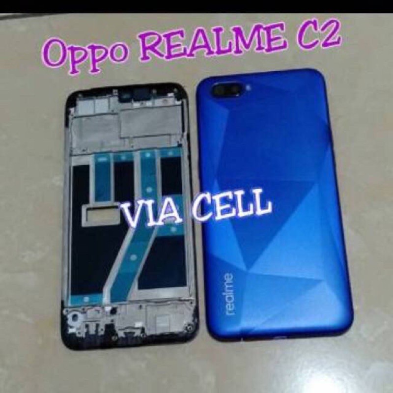 Casing Fullset Realme C2 Warna Biru | Kesing Housing Frame Backdoor Realme C2 Blue Original