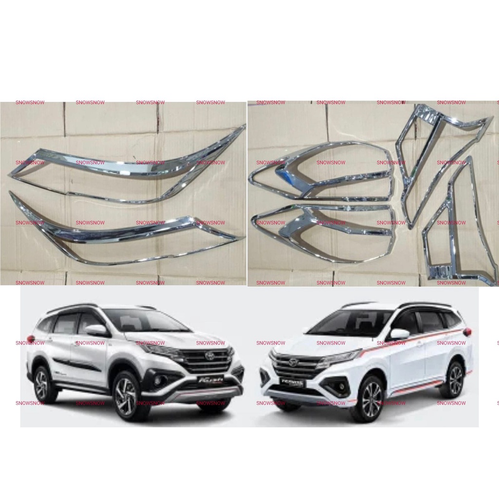 Paket Garnish Lampu Depan Belakang All New Rush Terios 2018 2020 2022 2023 Up GR SPORT Hitam Chrome