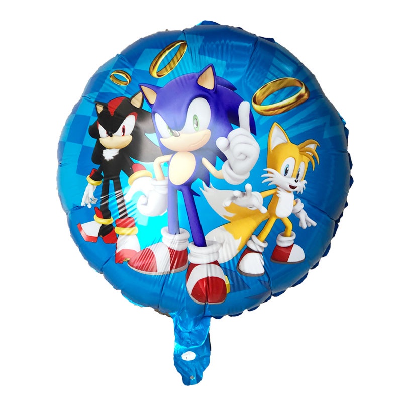 5pcs / lot Balon Aluminum Foil Bentuk Kartun Sonic Untuk Dekorasi Pesta Anak