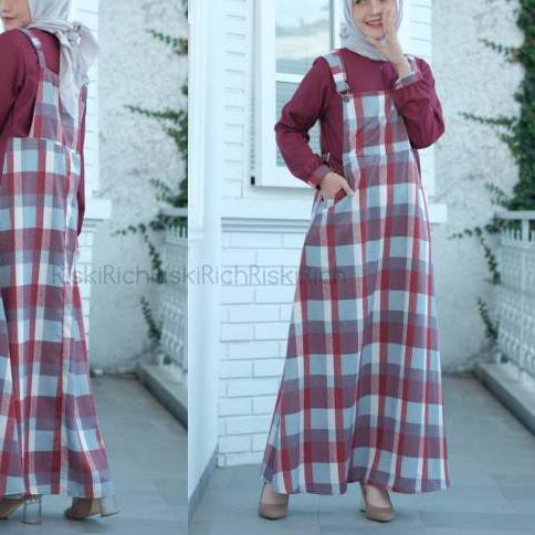 ▼ Gamis overall baju kodok kotak Faariha riskirich ۩