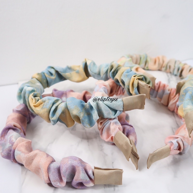 BANDO SCRUNCHIE TIE DYE HEADBAND KOREA PREMIUM WANITA CEWEK AKSESORIS FASHION KEKINIAN BEST SELLER