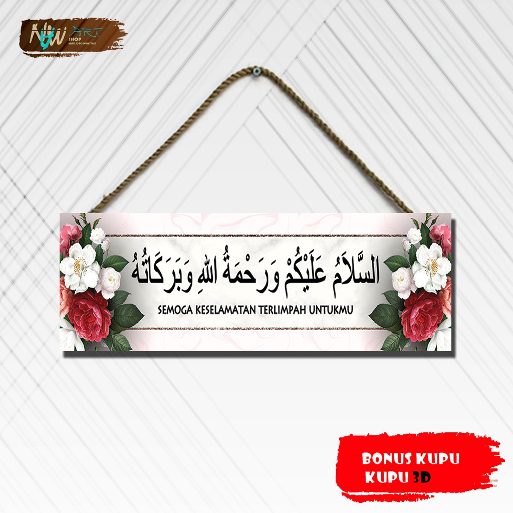 NN 36 Hiasan dinding Assalamualaikum papan gantungan pintu dekorasi rumah pajangan kamar poster kayu