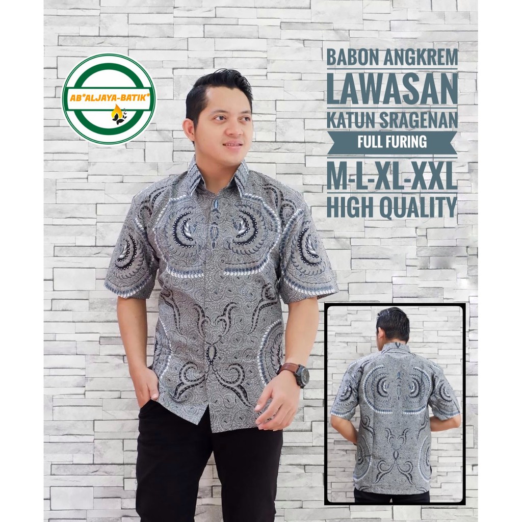 BABON ANGKREM ALJAYA ALJAYA KEMEJA BATIK SOLO PRIA LENGAN PENDEK PANJANG LAPIS FURING ATASAN PREMIUM