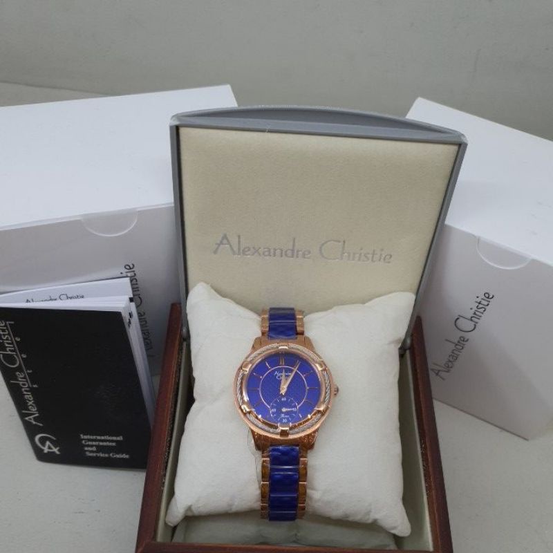Jam Tangan Wanita Alexandre Christie AC2730BF AC 2730 BF AC2730 BF AC 2730BF Blue Rosegold